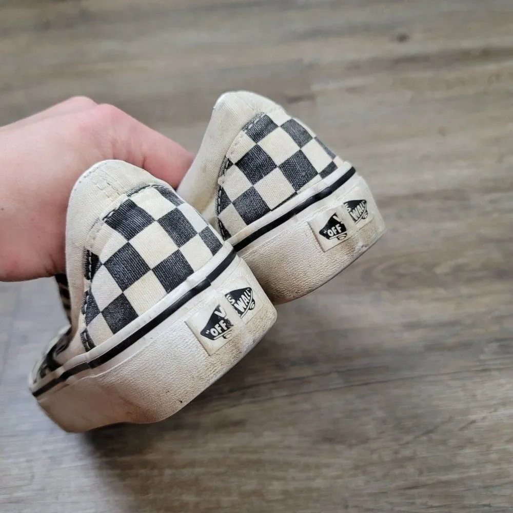 Vans Off The Wall Sneakers Skate Shoes Checkered Black White Slip On Casual 6.5 - Picture 5 of 9